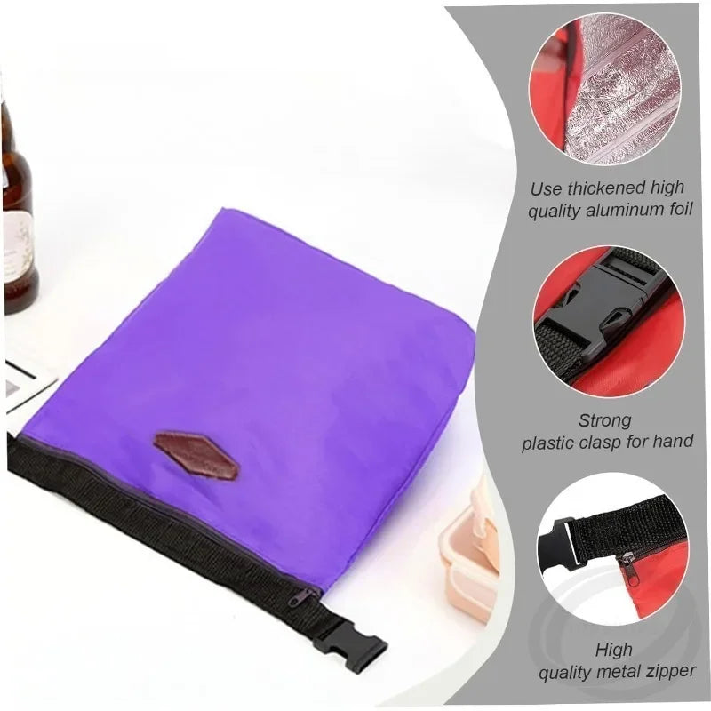 1Pcs Insulated Lunch Bags Leakproof Small Cooler Bag Oxford Waterproof Thermal Bag Portable Cool Bag Camping Picnic Bento Bags