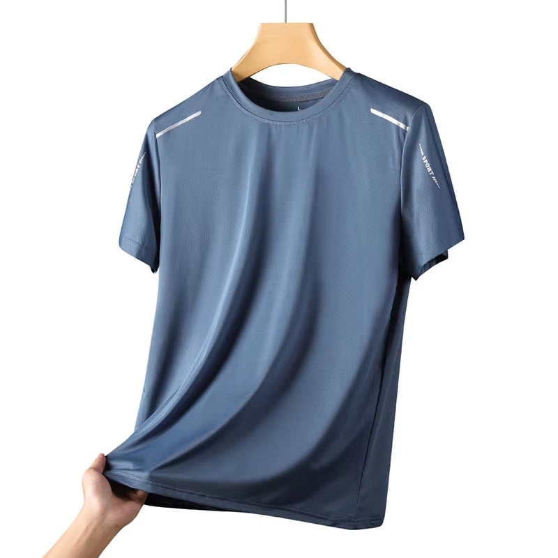 Men's Quick-Dry Breathable T-Shirts for Running, Hiking, and Fishing - Soft Elastic Outdoor Sports Short Sleeve Summer Shirt