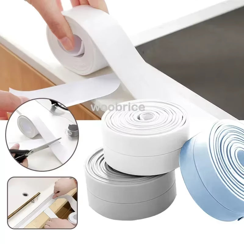 Self-Adhesive Waterproof PVC Sealing Strip Tape for Bathroom, Kitchen & Toilet - Mold-Proof Caulk Solution