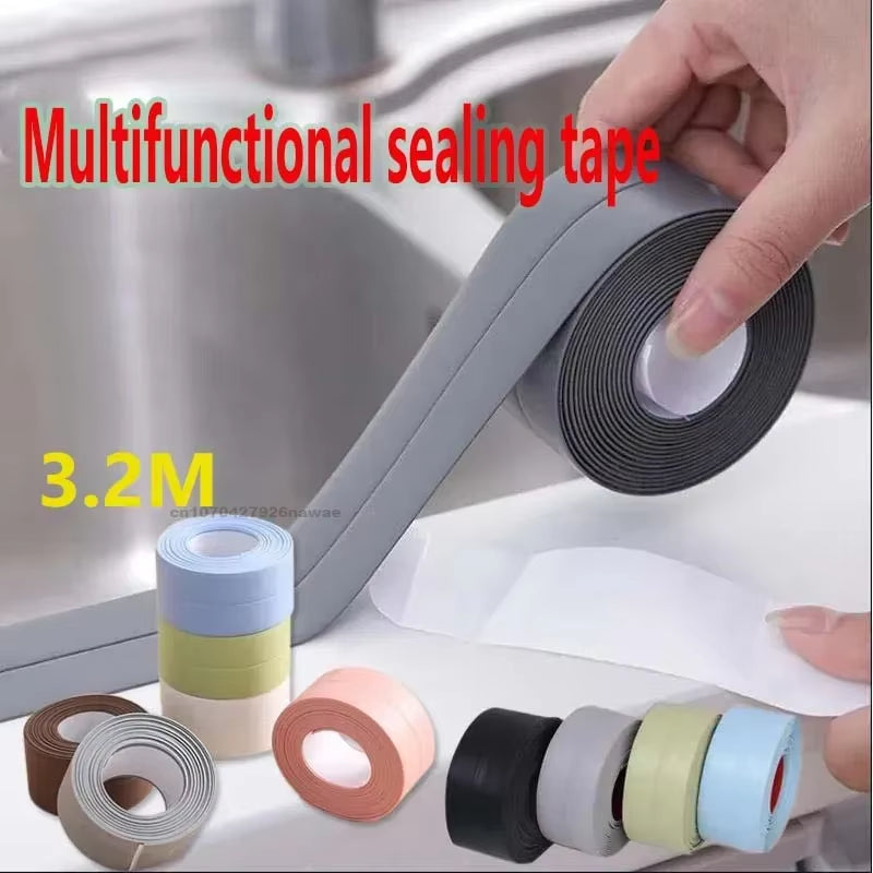 Self-Adhesive Waterproof PVC Sealing Strip Tape for Bathroom, Kitchen & Toilet - Mold-Proof Caulk Solution