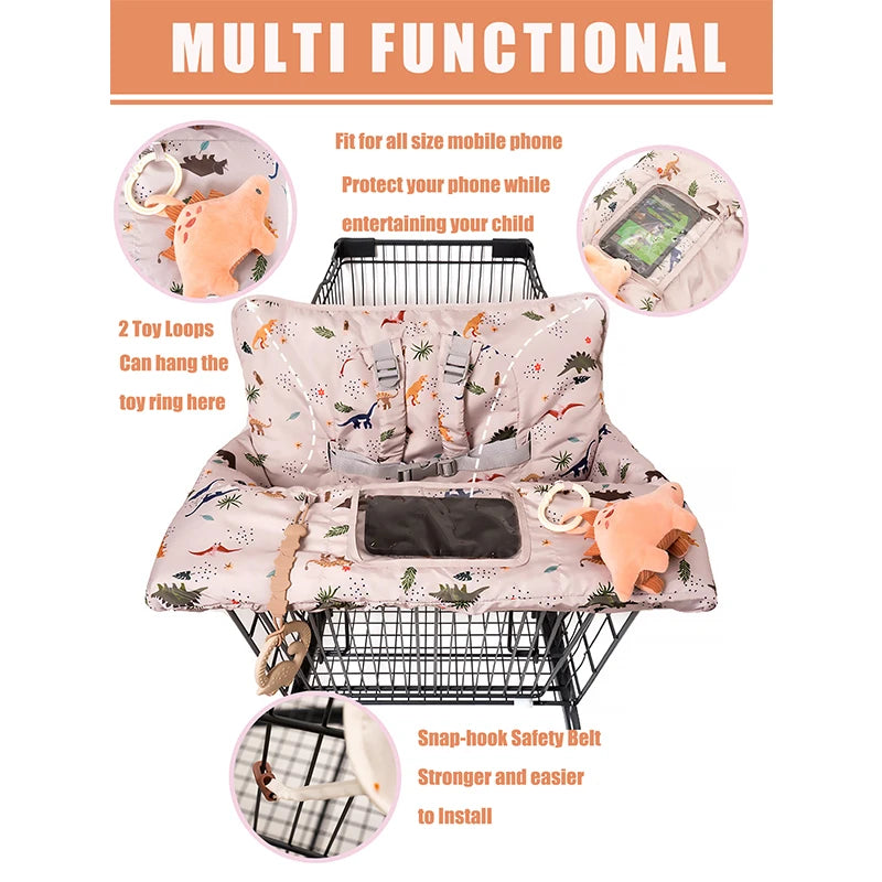 Multifunctional Baby Shopping Cart Cover with Safety Strap High Chair Cover Portable Grocery Cart Covers for Infants Toddlers