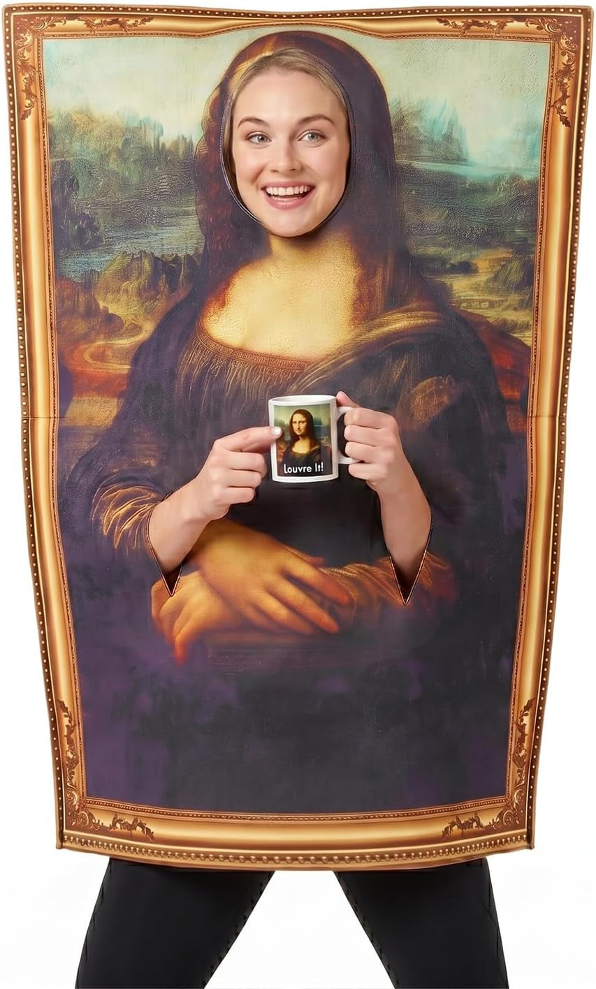 Famous Paintings Mona Lisa Costume Halloween Adult Men Women Funny Cerative Dress up One Size
