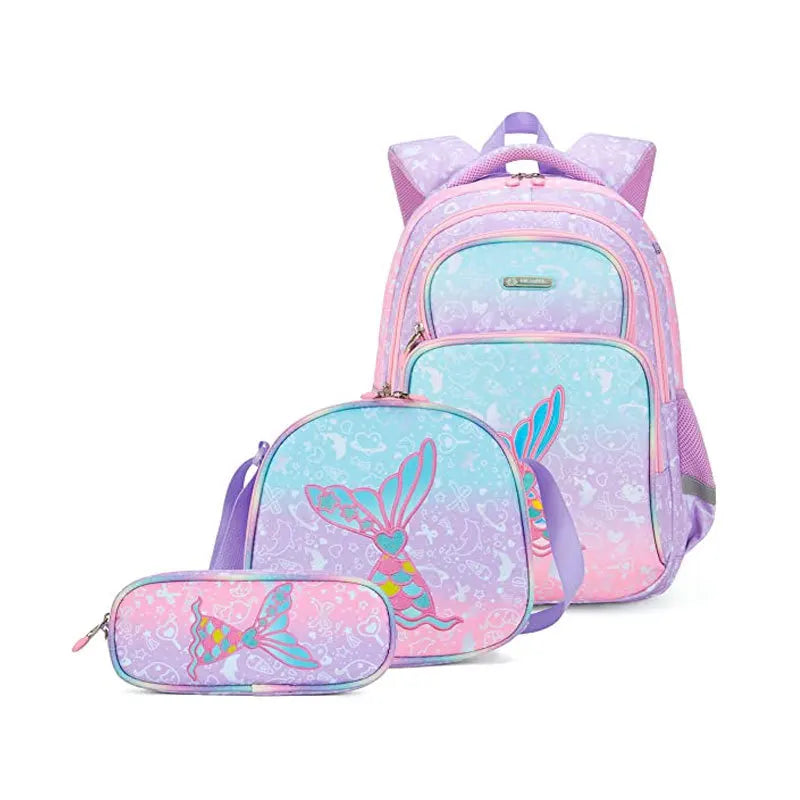 Cartoon Unicorn 3 Piece Set School Bags for Girls Boys Kids Space Backpack Primary School Students Backpack with Lunch Box