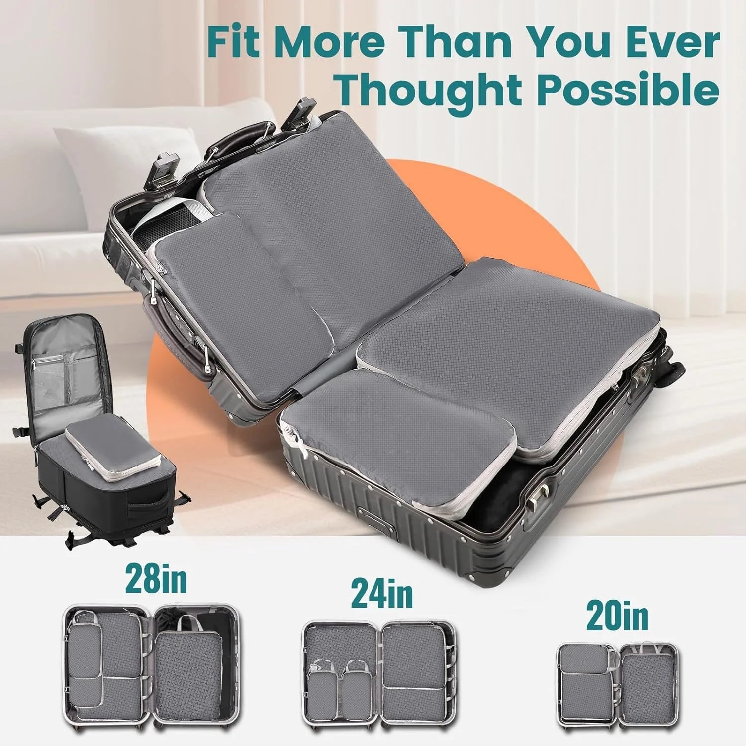 Compression Packing Cubes for Travel Organizers Bag Travel Packing Organizers Luggage Cubes for Packing Ultralight Expandable