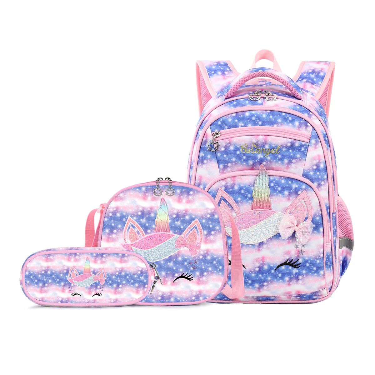 Cartoon Unicorn 3 Piece Set School Bags for Girls Boys Kids Space Backpack Primary School Students Backpack with Lunch Box