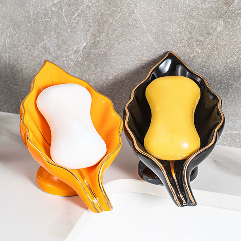 Elegant Self-Draining Ceramic Soap Dish - Stylish Storage for Bathtub, Toilet, and Shower Decor