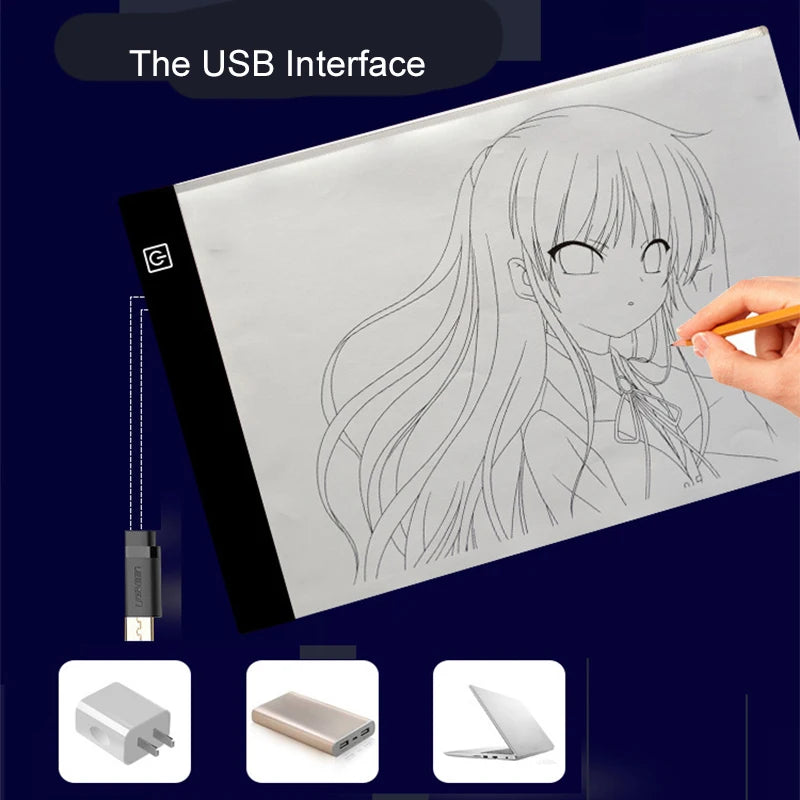 3-Level Dimmable LED Drawing Copy Pad - Adjustable Light Notepad for Kids, Perfect for Animation and Painting Education Gifts