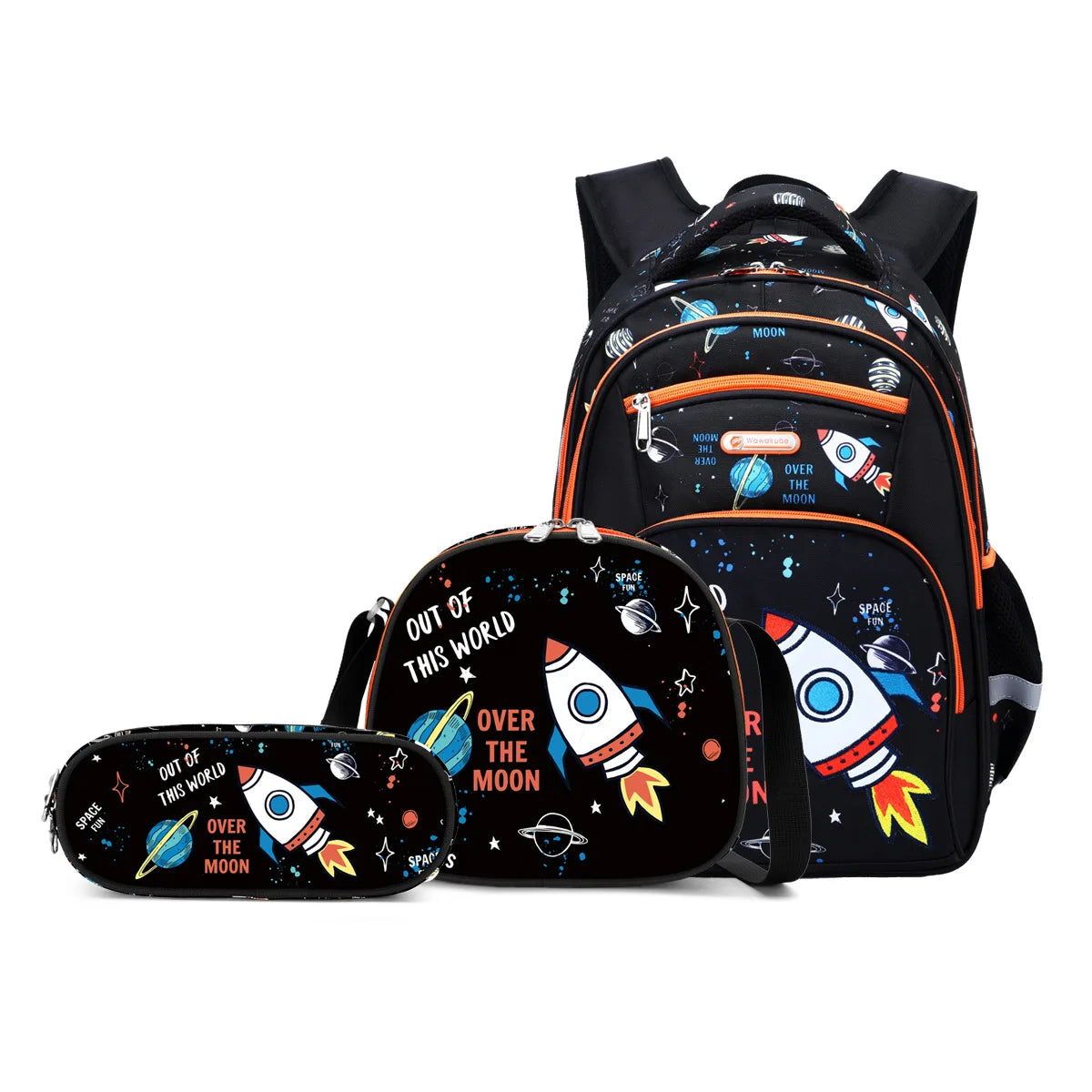 Cartoon Unicorn 3 Piece Set School Bags for Girls Boys Kids Space Backpack Primary School Students Backpack with Lunch Box