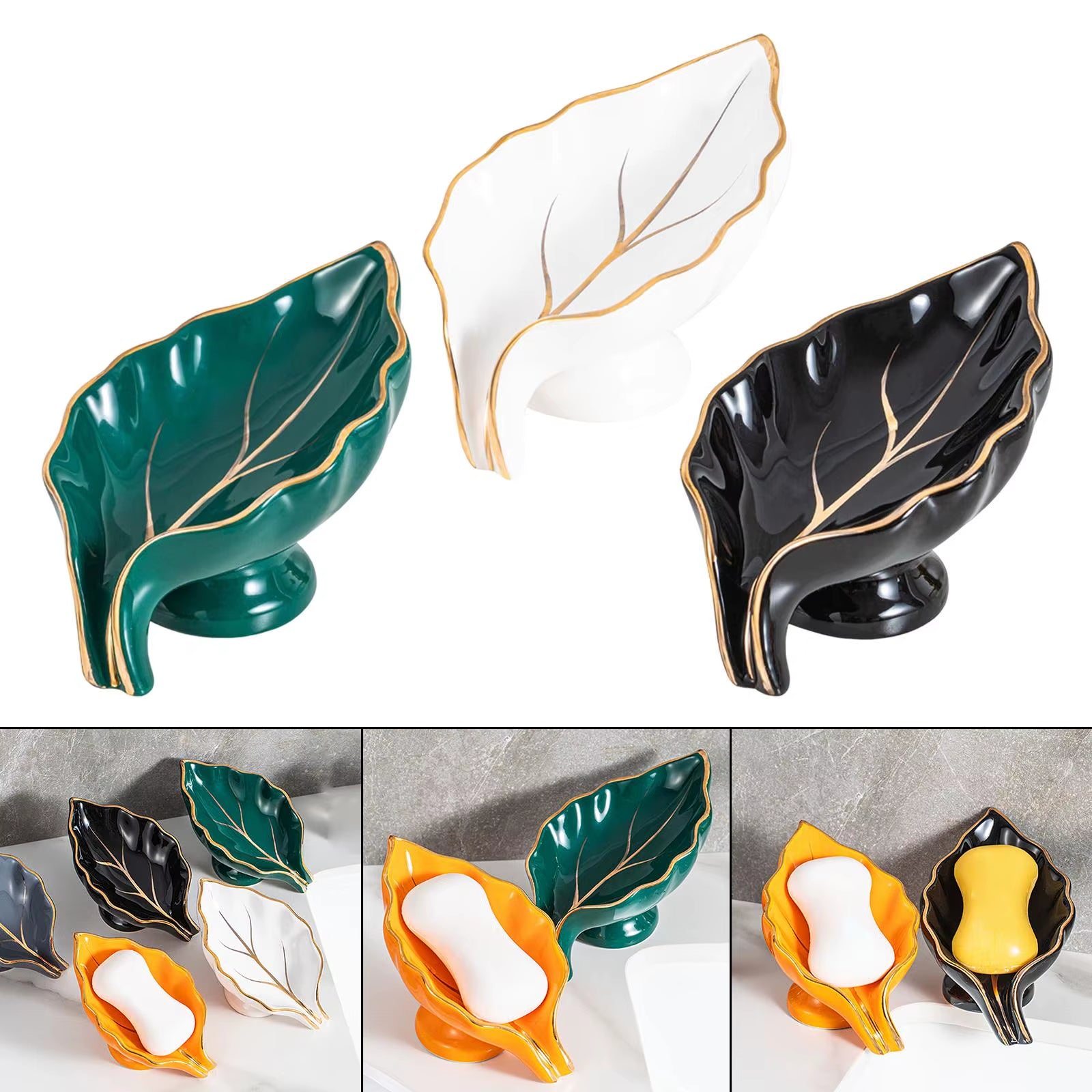 Elegant Self-Draining Ceramic Soap Dish - Stylish Storage for Bathtub, Toilet, and Shower Decor