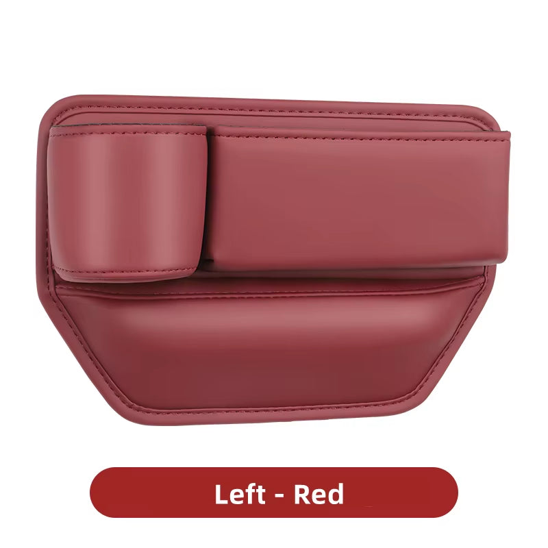 Leather Car Seat Gap Organizer Multifunction Console Crevice Filler Side Storage Box with Cup Holder Car Interior Storage Pocket
