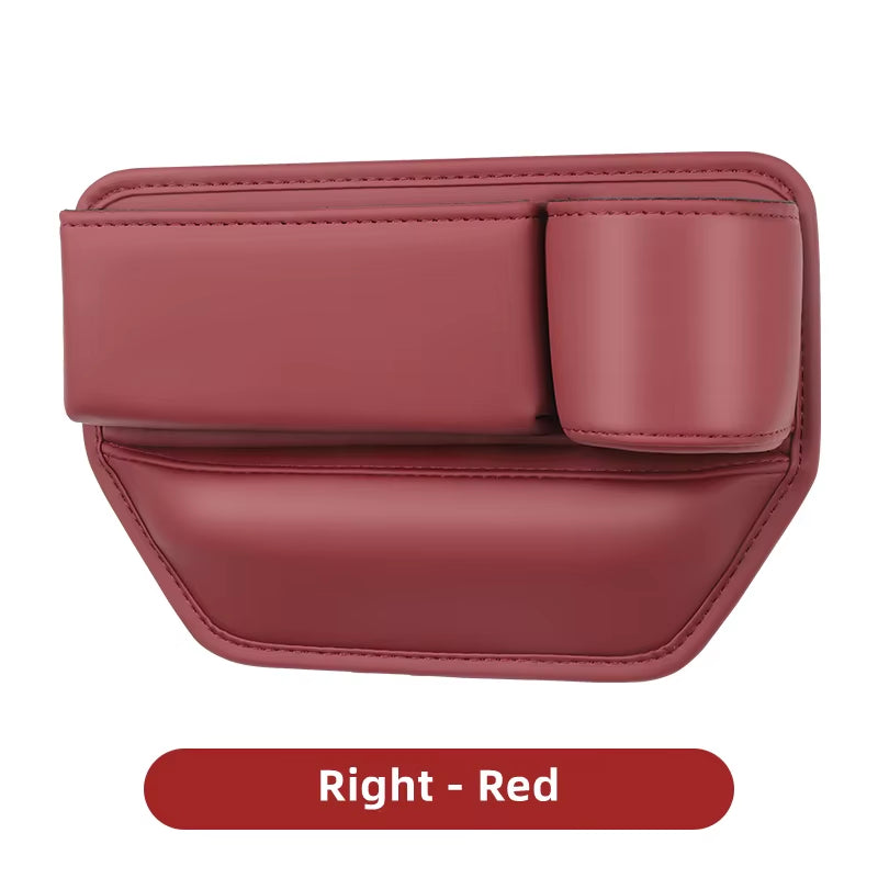Leather Car Seat Gap Organizer Multifunction Console Crevice Filler Side Storage Box with Cup Holder Car Interior Storage Pocket