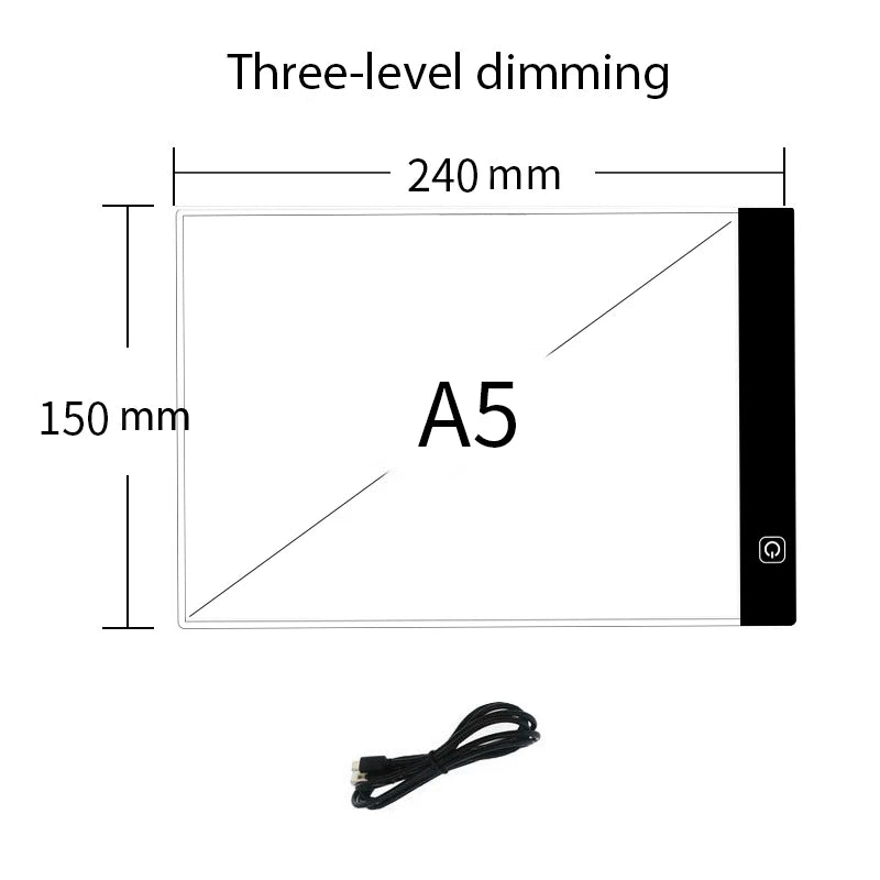 3-Level Dimmable LED Drawing Copy Pad - Adjustable Light Notepad for Kids, Perfect for Animation and Painting Education Gifts