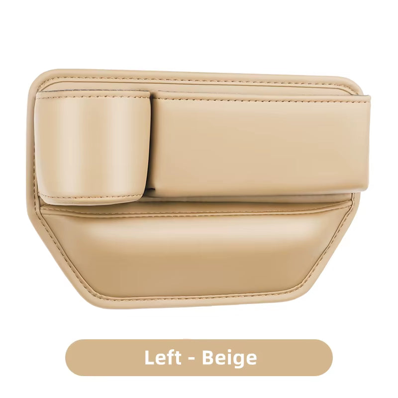 Leather Car Seat Gap Organizer Multifunction Console Crevice Filler Side Storage Box with Cup Holder Car Interior Storage Pocket