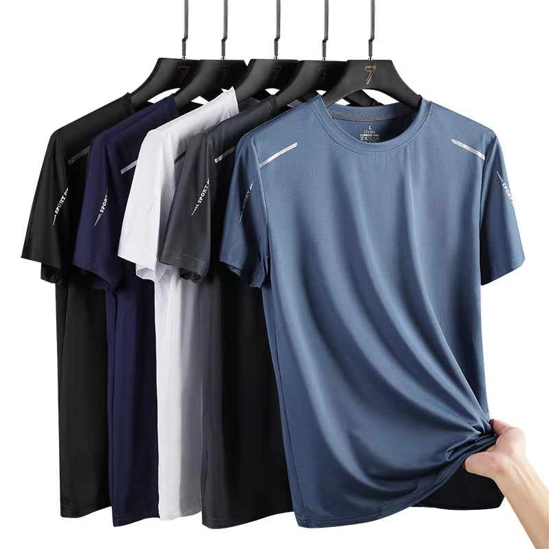 Men's Quick-Dry Breathable T-Shirts for Running, Hiking, and Fishing - Soft Elastic Outdoor Sports Short Sleeve Summer Shirt